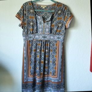 One World Mosaic Print Dress Size Medium